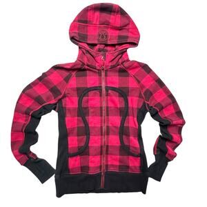 Lululemon Suba Camp Check Lumberjack Red And Black Hoodie Jacket Size 4